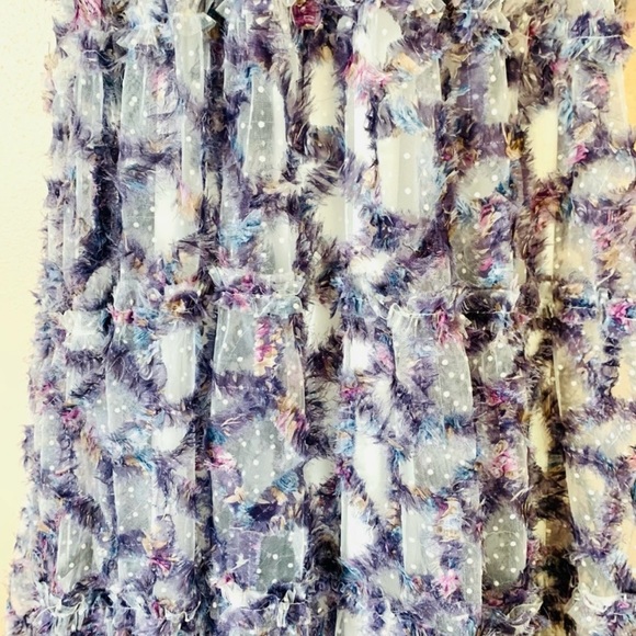 Dainty Jewells Stain Glass White & Purple Sequins Swiss Dot Tiered Maxi Dress. - Picture 7 of 11